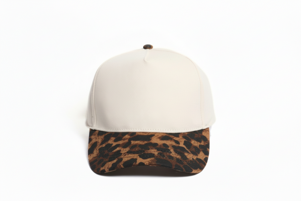 Custom Embroidered Leopard Brim Trucker Hat | Personalized Text Snapback Hat