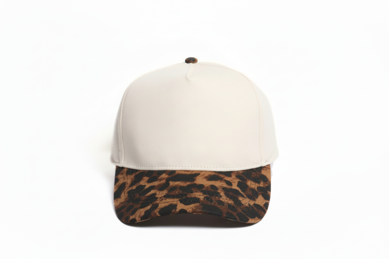 Custom Embroidered Leopard Brim Trucker Hat | Personalized Text Snapback Hat